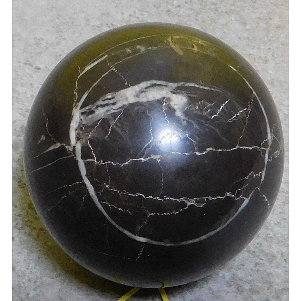 75mm (3 Inch) Premium Black Spiderweb Jasper Sphere – Rare "Eye" Pattern